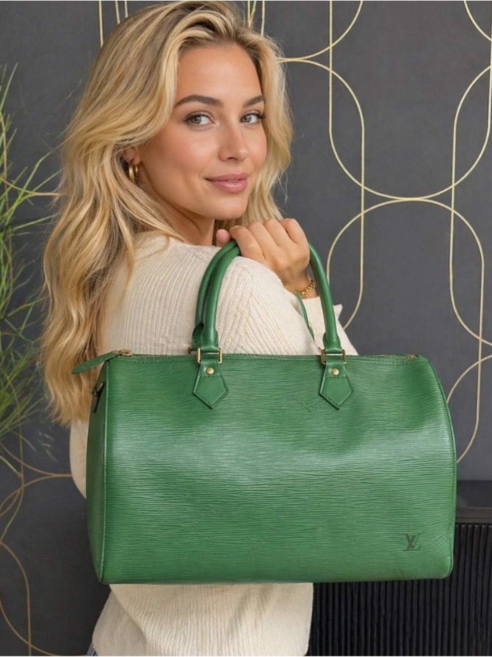 Authentic Louis Vuitton Speedy 35 Epi Leather Bag Borneo green M42994 LV